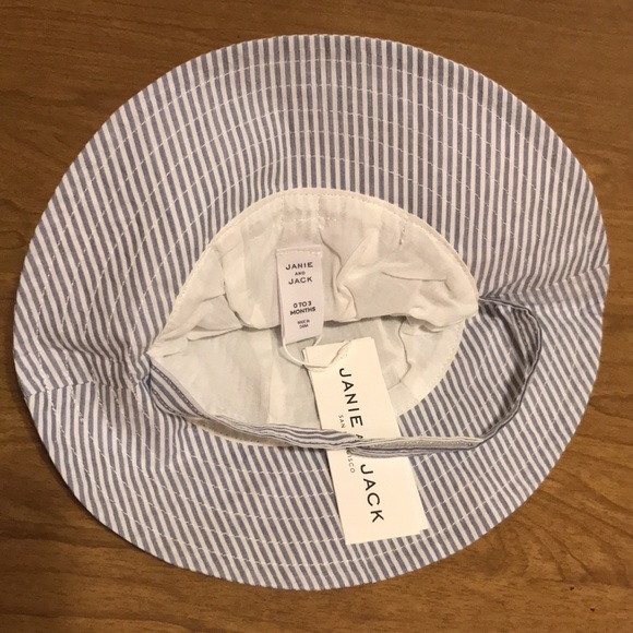 2 New Janie and Jack 0-3M, 3-6M, 6-12M blue/white sun hat, white bows. For Twins - Picture 2 of 4